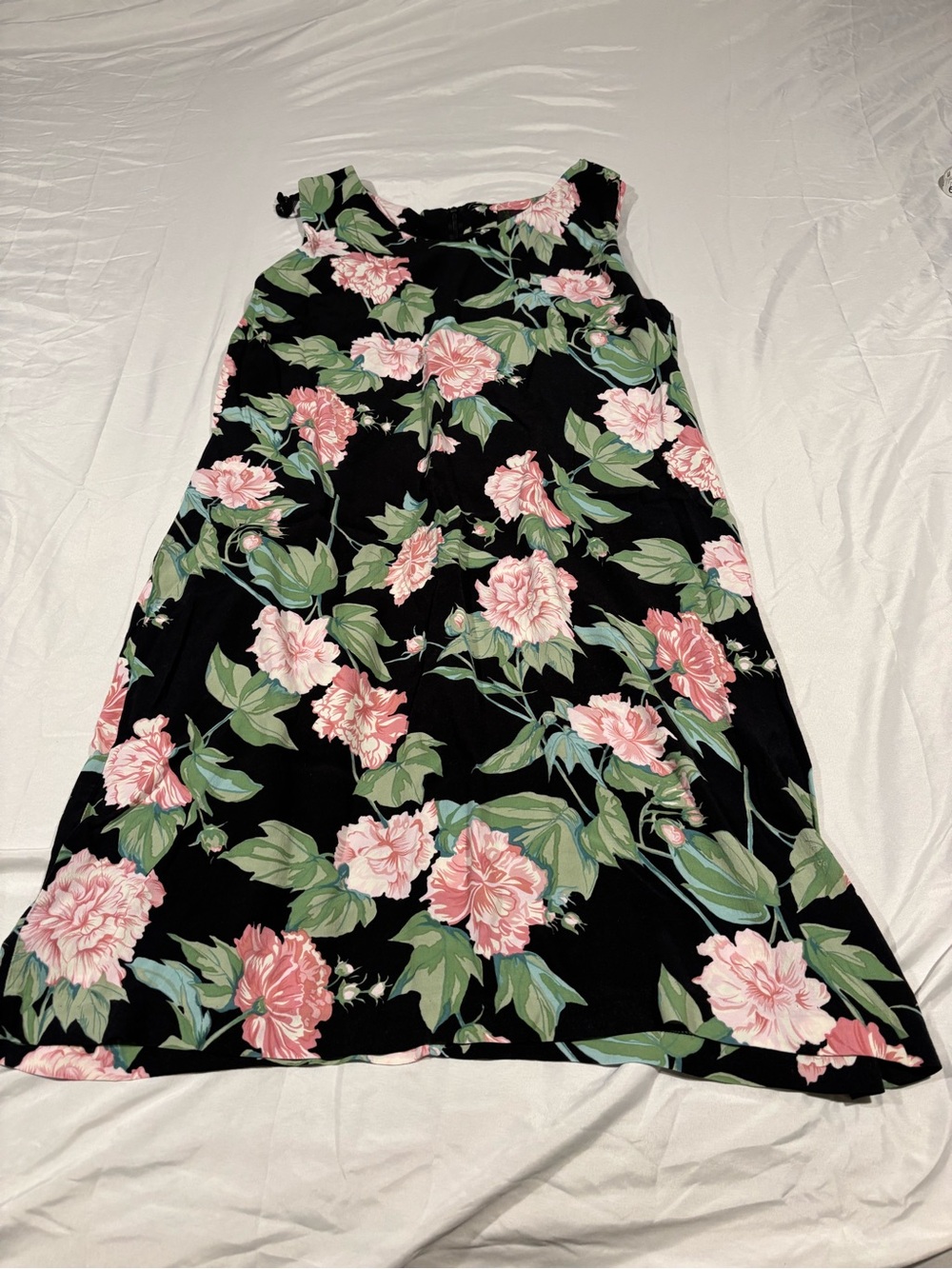Kaua’iana Hawaiian Floral Rayon Dress XL Black Tropical Vacation M5528